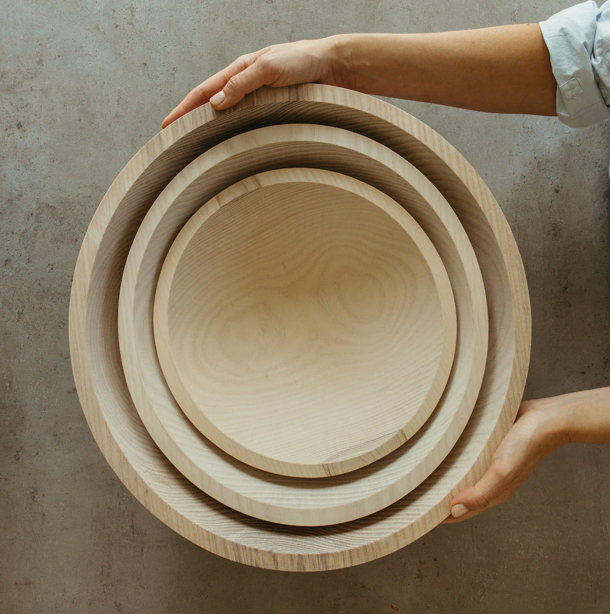 Handcrafted Wood Salad Bowls - Whitewash