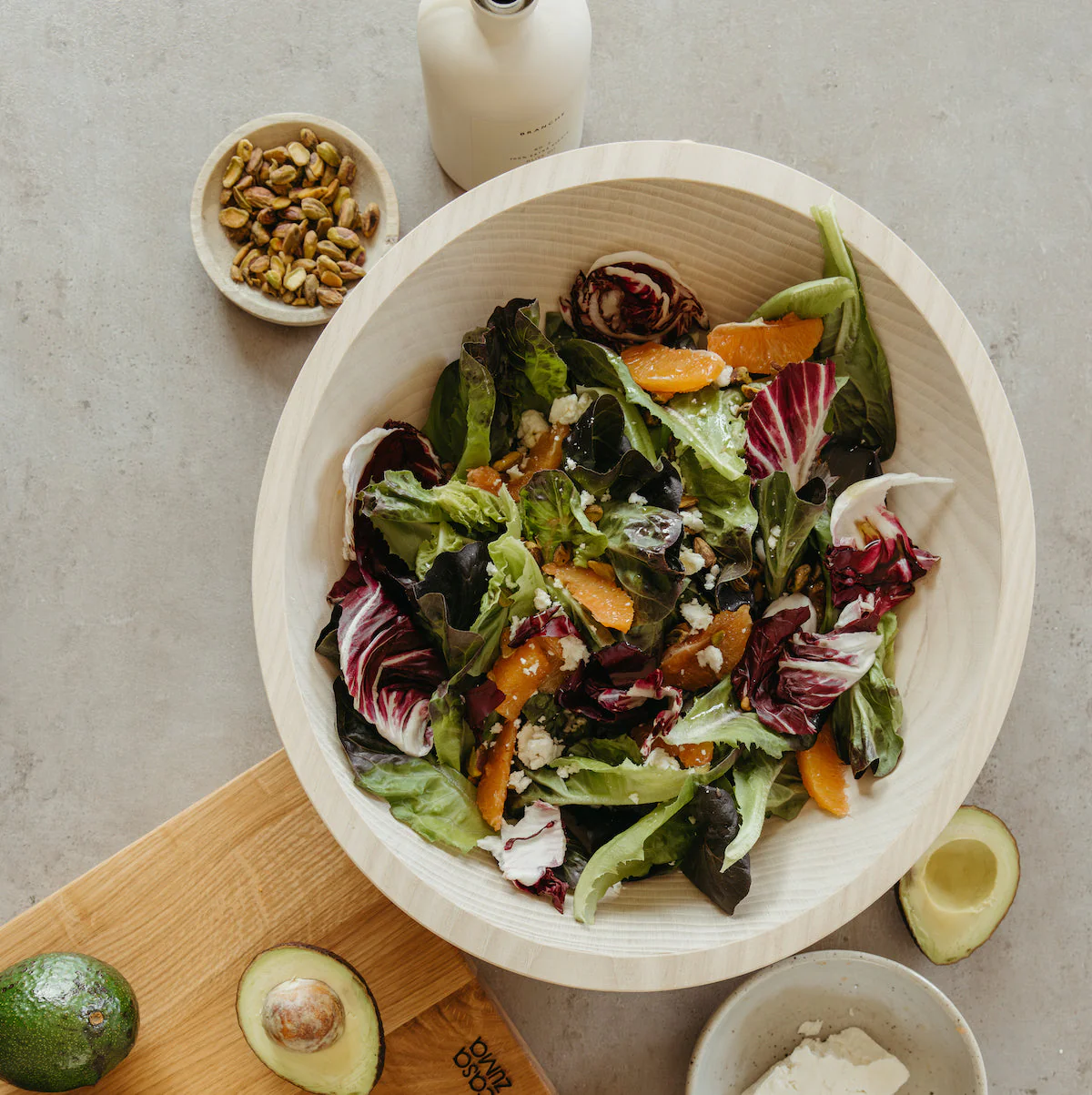 Handcrafted Wood Salad Bowls - Whitewash - Image 5