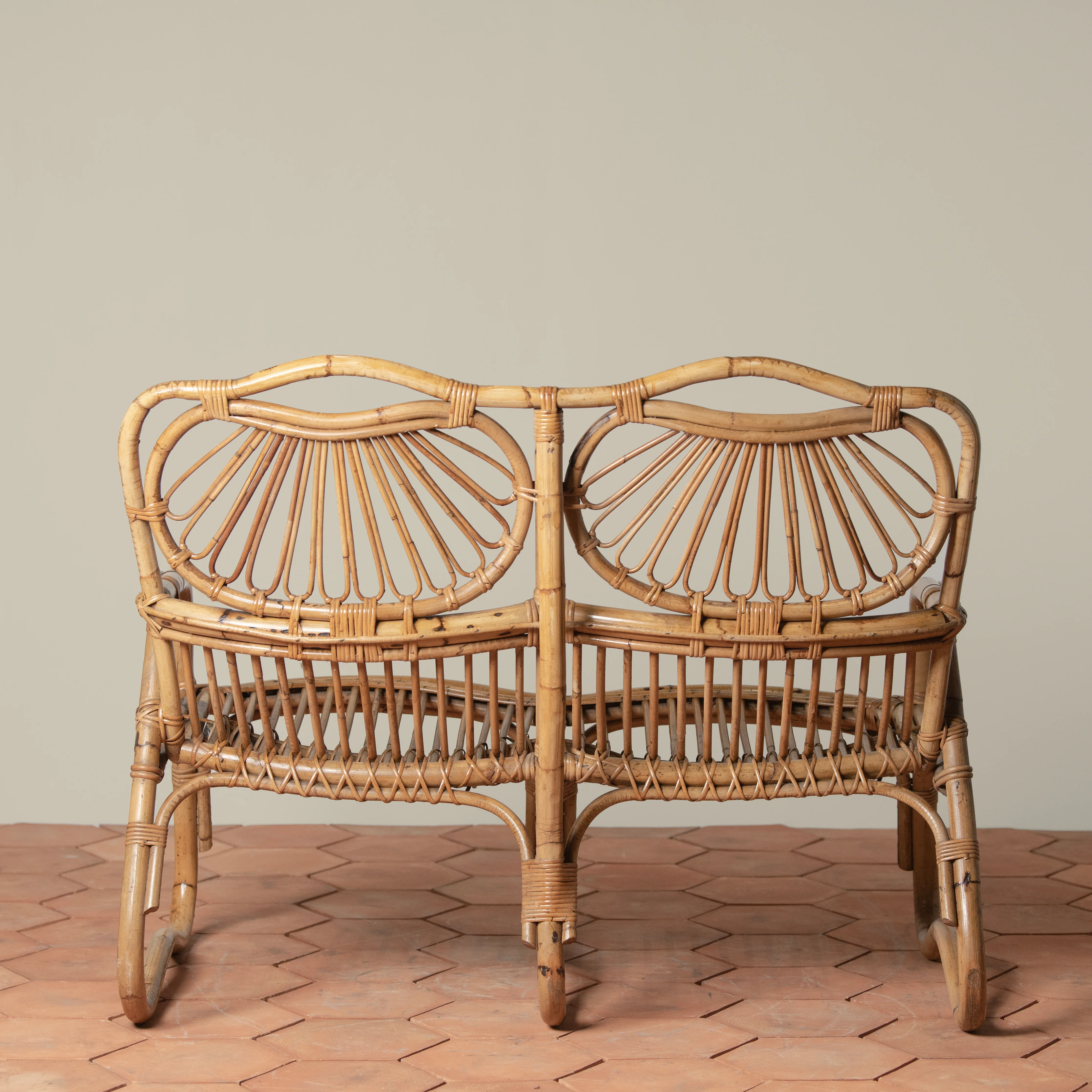 Vintage Rattan Loveseat - Image 5